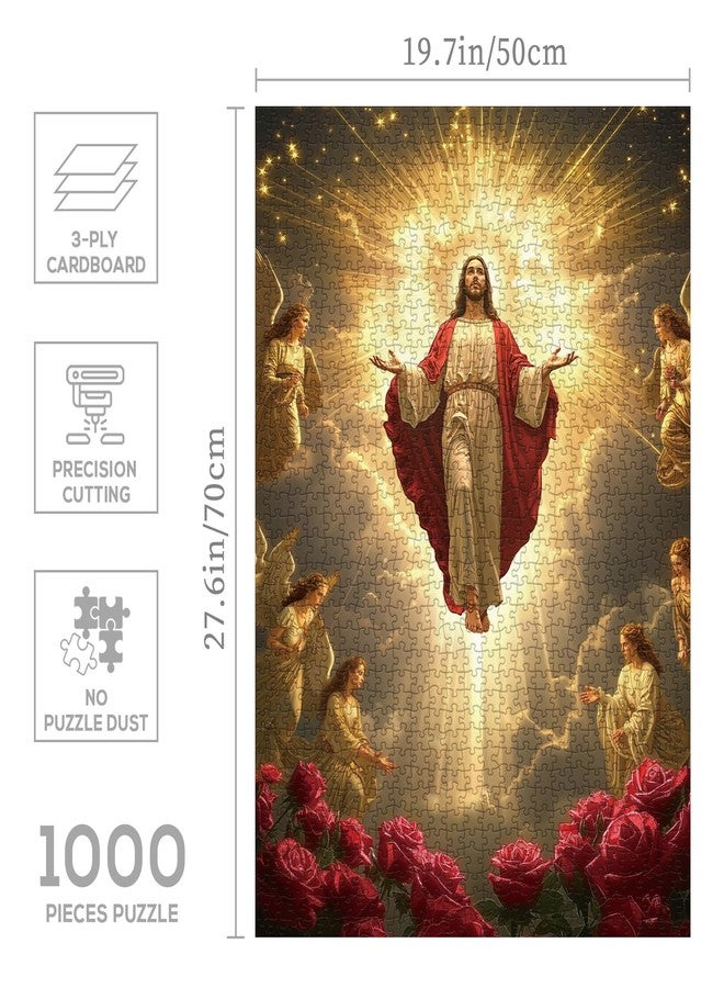 BBOLDIN Christian Jesus Inspirational Puzzle 1000 Pieces for Adults, Religious Angel Rose Catholic Jigsaw Puzzle, God Easter Flower Puzzles - Image 3